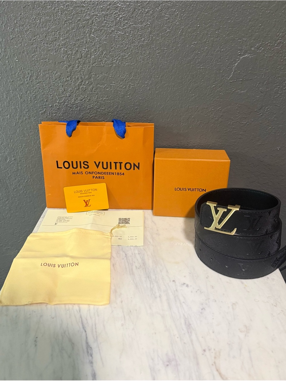 Black & Yellow Buckled LV Belt